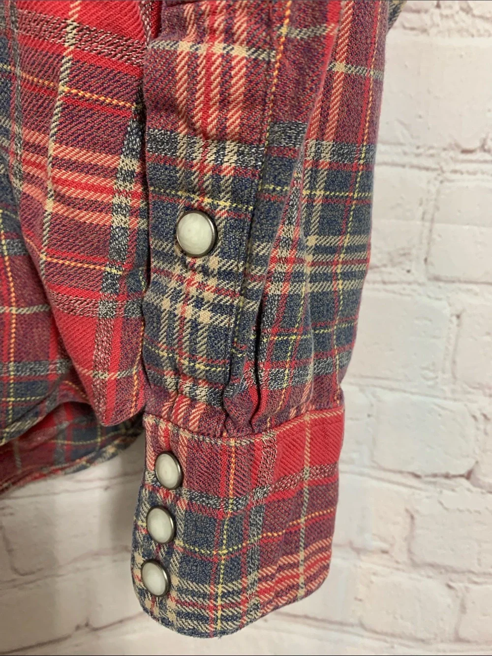 Vintage Polo by Ralph Lauren Red Flannel Plaid Western Pearl Snap Shirt Size L